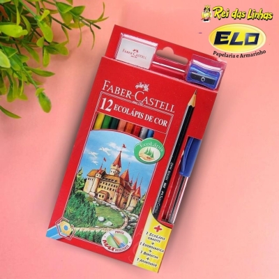 LAPIS DE COR FABER 12 C/ KIT LAPIS/BOR/APONT/CANET-
