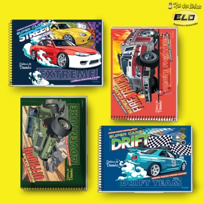 CADERNO CREDEAL DESENHO CD 80FLS SUPER CARS-