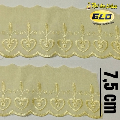 BORDADO INGLES NYBC 7,5CM CTL074 PC 13,70MT(SITE)-107 AMARELO BEBE