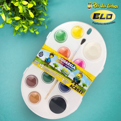 ESTOJO AQUARELA ACRILEX 12 CORES-