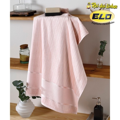 TOALHA BANHO DOHLER VELOUR BORDAR BELLA LISO-9933 ROSÊ