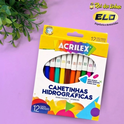 CANETA HIDROGRAFICA ACRILEX 12 CORES-