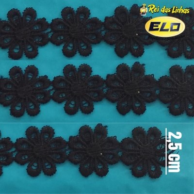 RENDA GUIPURE NYBC PC 13,70MT 2,5CM CHL 207 (SITE)-PRETO