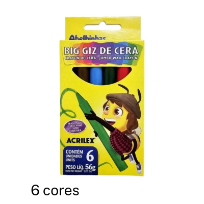 Big Giz de Cera Acrilex - ESCOLHA A QUANTIDADE (6 ou 12 Cores)
