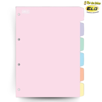 DIVISORIA PAPEL P/ FICHARIO PASTEL C/6-