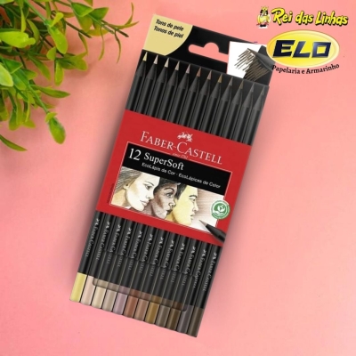 LAPIS DE COR FABER 12 CORES SUPERSOFT TONS PASTEL-