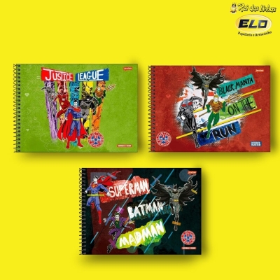 CADERNO JANDAIA DESENHO ESP CD 80FLS LIGA JUSTICA-