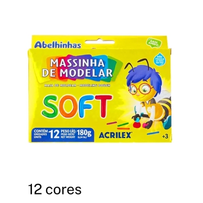 Massa de Modelar Acrilex Soft - ESCOLHA A QUANTIDADE (6 ou 12 Cores)