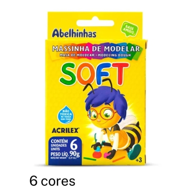 Massa de Modelar Acrilex Soft - ESCOLHA A QUANTIDADE (6 ou 12 Cores)