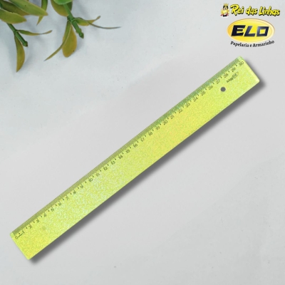 REGUA WALEU NEW LINE 30CM GLITER-AMARELA