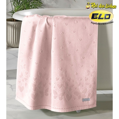 TOALHA BANHO DOHLER VELOUR ROMANCE-ROSA 11561