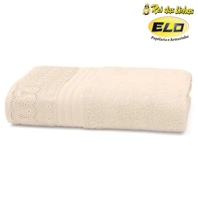 TOALHA BANHO BOUTON CRISTAL C/RENDA RENASCENCA-0124 PÉROLA