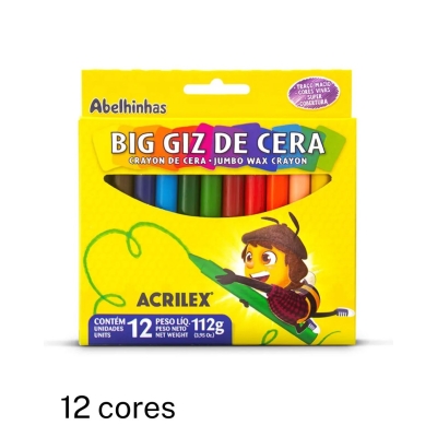 Big Giz de Cera Acrilex - ESCOLHA A QUANTIDADE (6 ou 12 Cores)