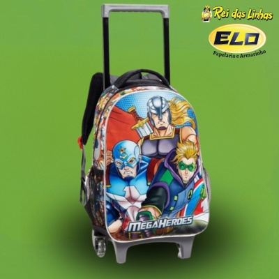 MOCHILA CARRINHO SEANITE MEGA HEROES MR13973-C/ LANCHEIRA