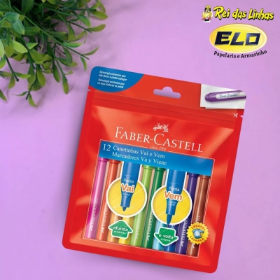 CANETA HIDROGRAFICA FABER CASTEL 12 CORES VAI VEM--