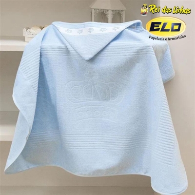 TOALHA BANHO DOHLER BABY CLASSIC LISO CAPUZ FJ5171-7239 AZUL