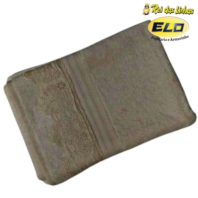 TOALHA BANHO BOUTON CRISTAL C/RENDA FLORENCA-8054 MARROM