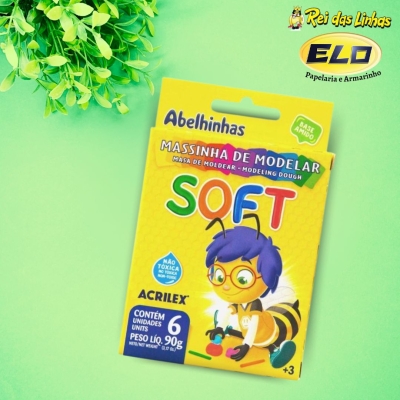 MASSA MODELAR ACRILEX SOFT C/ 6 CORES--