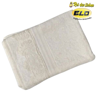 TOALHA BANHO BOUTON CRISTAL C/RENDA FLORENCA-0124 PÉROLA